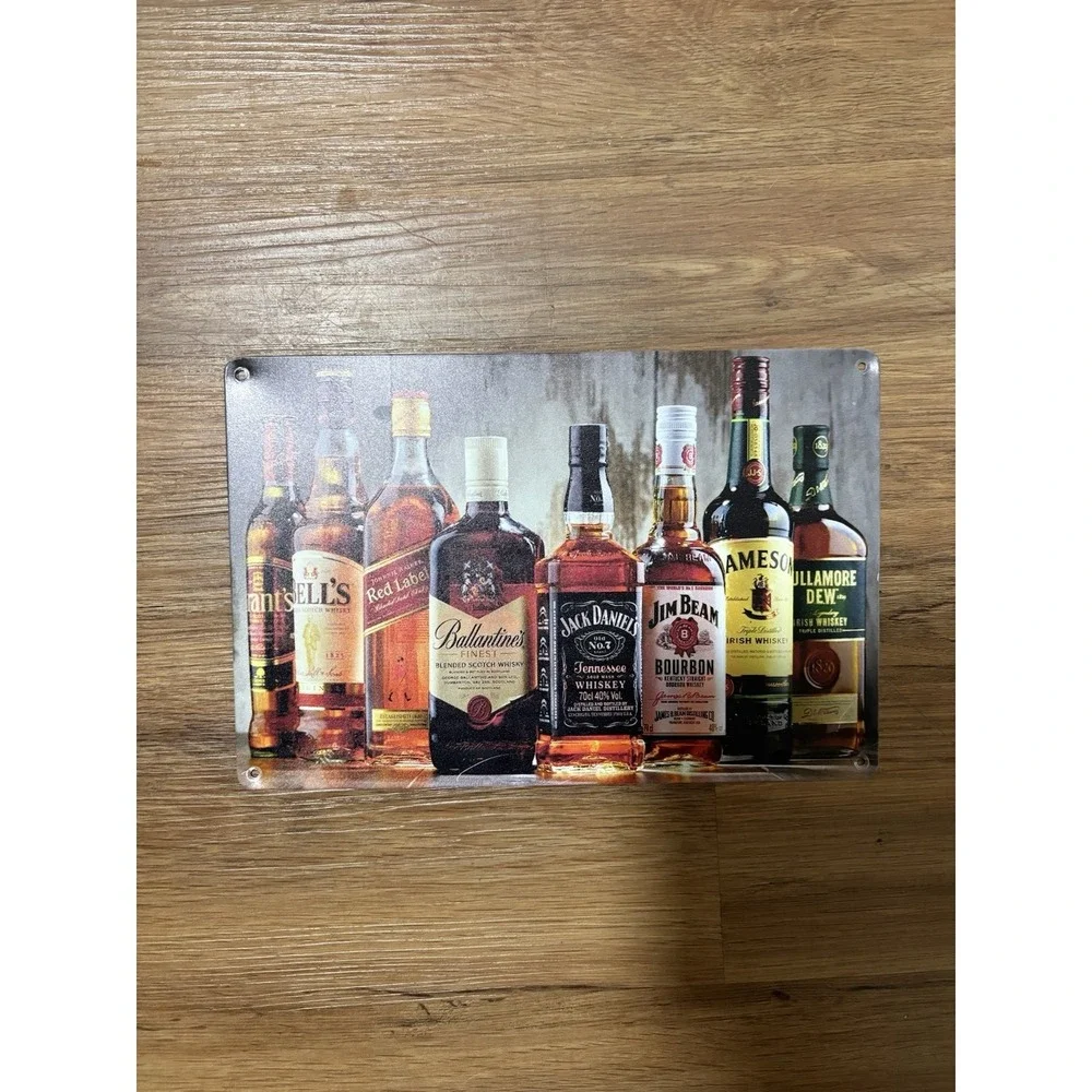 8x12 Whiskey Bourbon Bar Tin Sign Jack Daniels Jim Beam Jameson